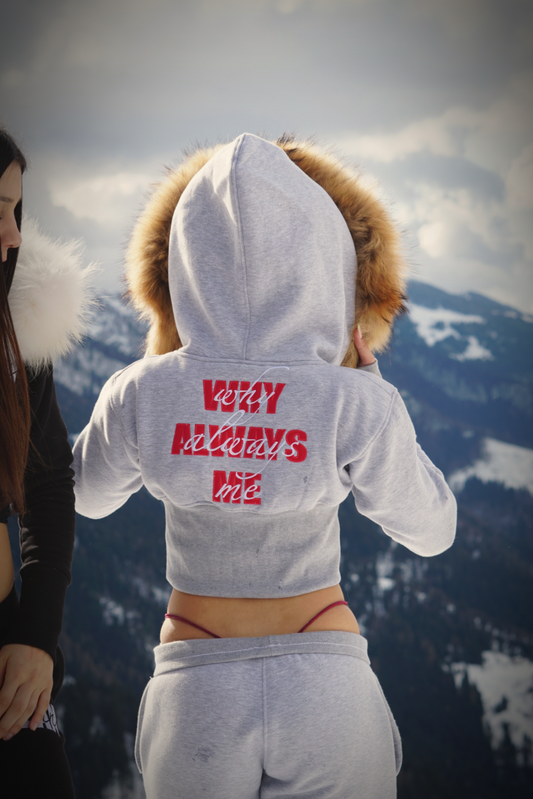 FUR HOODIE GREY - WOMAN