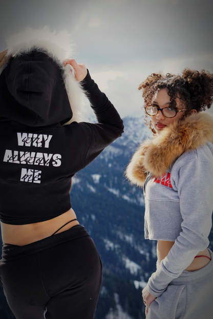 FUR HOODIE BLACK - WOMAN