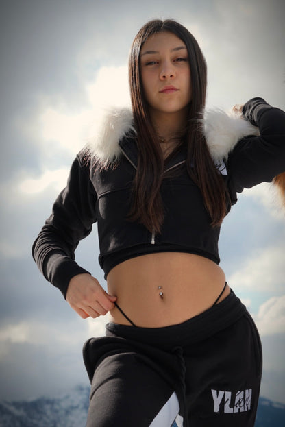 FUR HOODIE BLACK - WOMAN